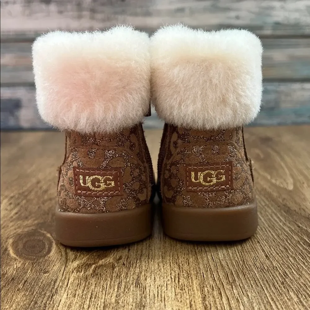 Ugg Baby Jorie II Glitter Leopard Booties Size 0/1